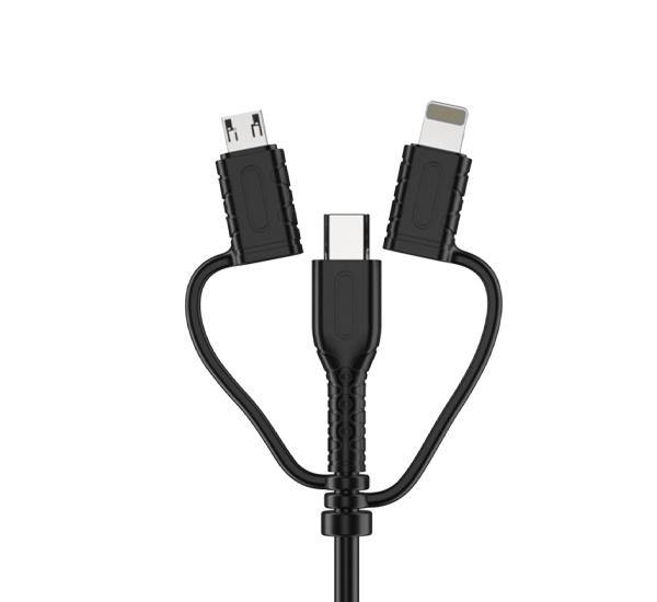 Cable de Carga Multi Puerto USB C Lightning Micro USB 1 Metro 3A BCC - TecnoStrike® 