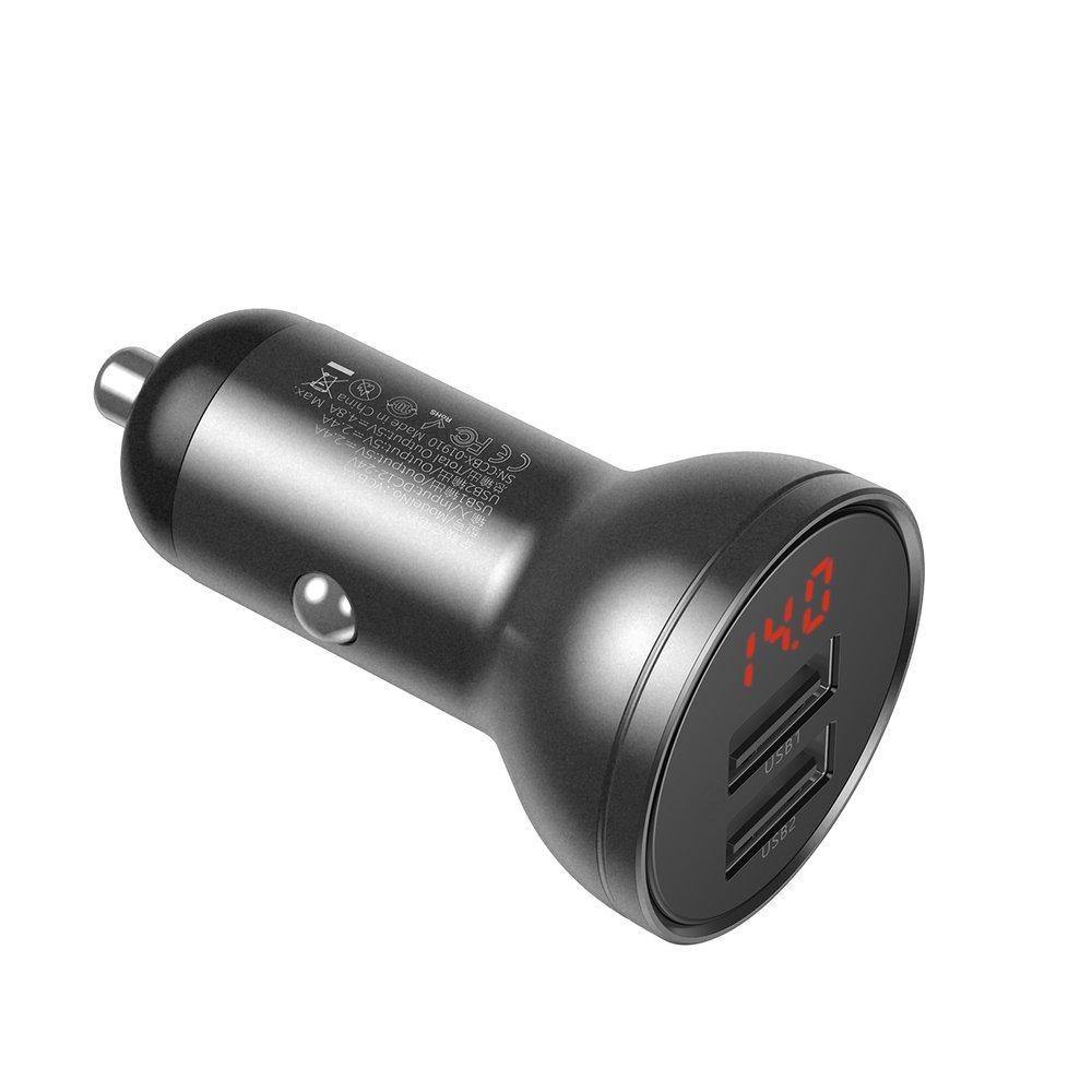 Cargador de Auto Digital Doble USB 4.8 A 24 Watts Baseus - TecnoStrike® 