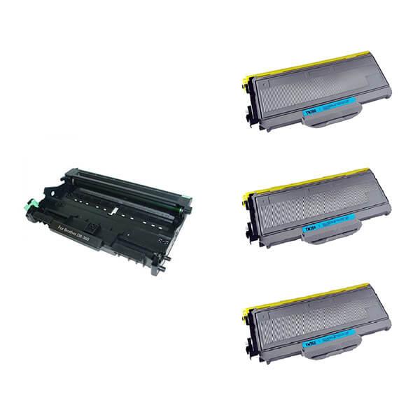 Pack Tambor y 3 Toner Alternativo Brother para TN 360A - TecnoStrike® 